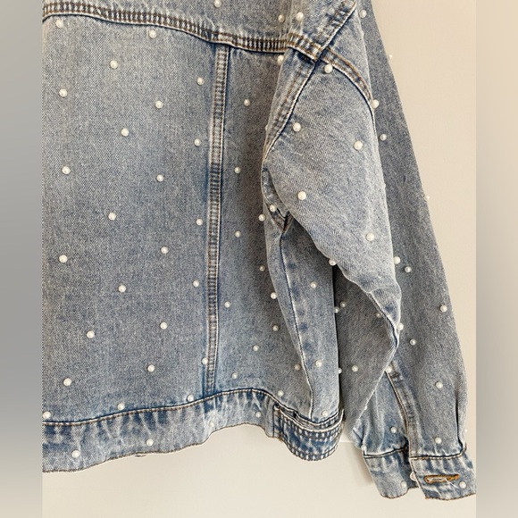 Blank NYC Pearl Studded Light Blue Denim Jacket - Picture 6 of 6